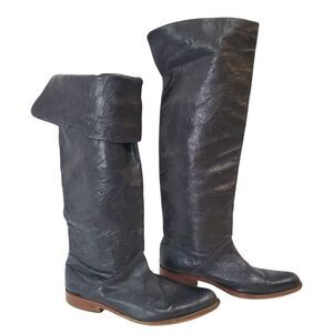 GEE WAWA OTK/KNEE HIGH BOOTS Womens 9M TEXTURED Soft LEATHER DISTRESSED Pirate